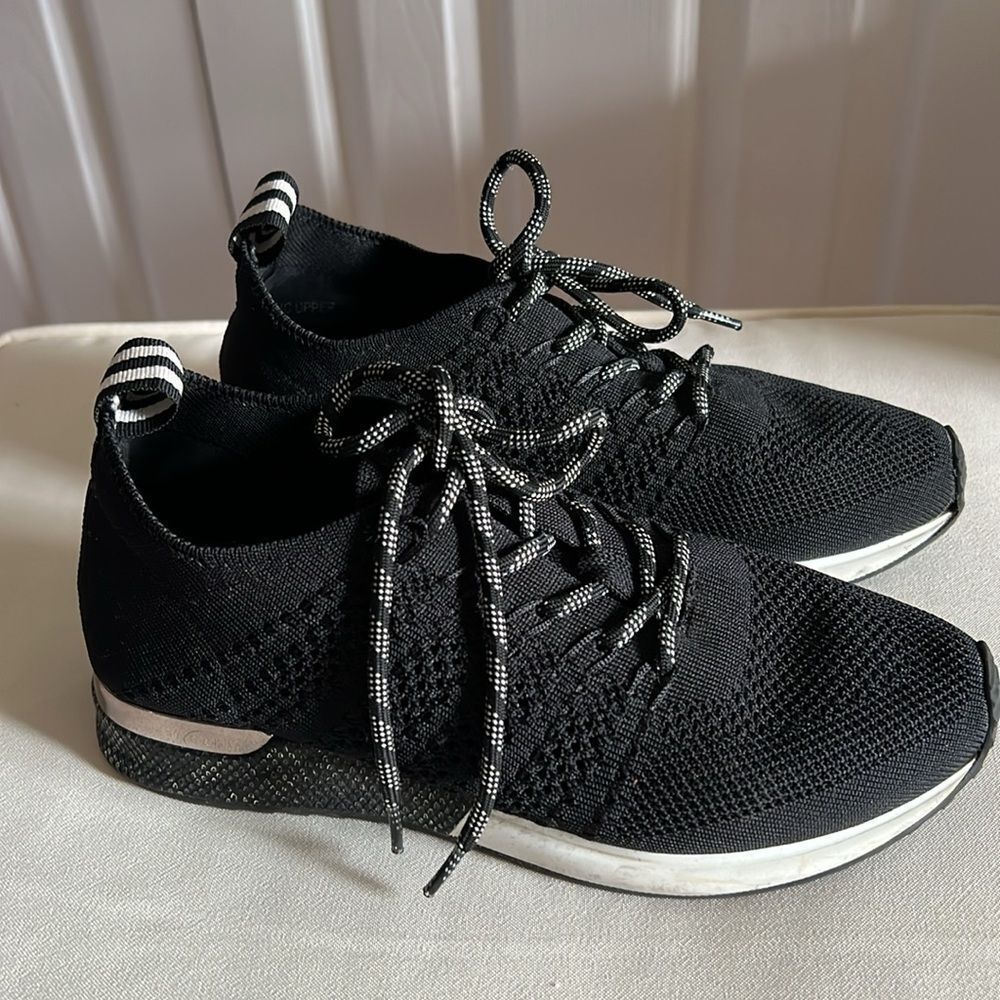 K/Slides Urban Expression Black Knit Sneakers with Silver back detail